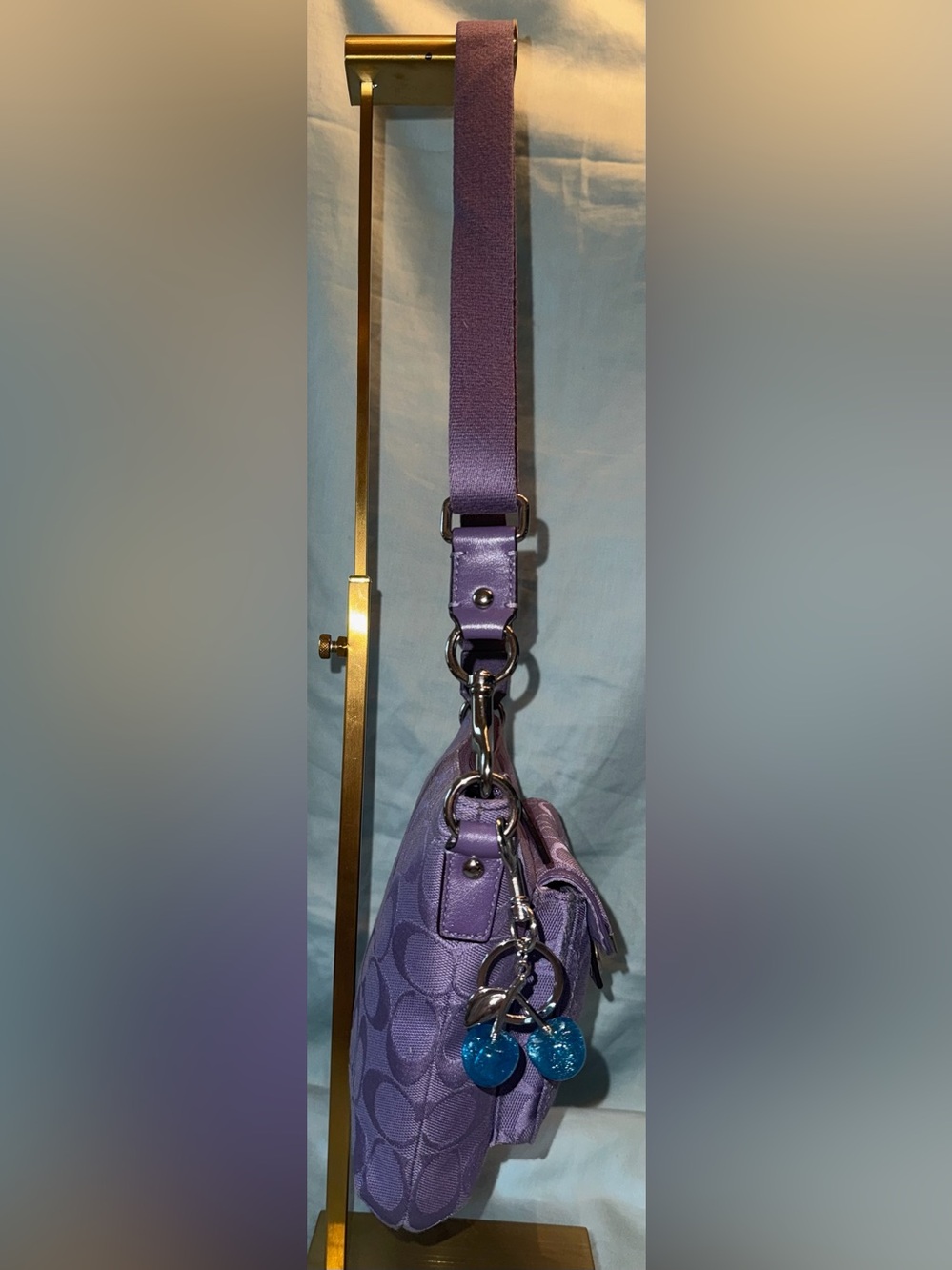 Coach Purple Signature Crossbody Zip Top Closure with Turnlock Pocket - Picture 4 of 9